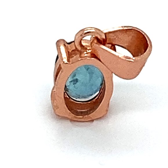 Blue Tourmaline .92ct Rose Gold Silver Pendant - Picture 4 of 6